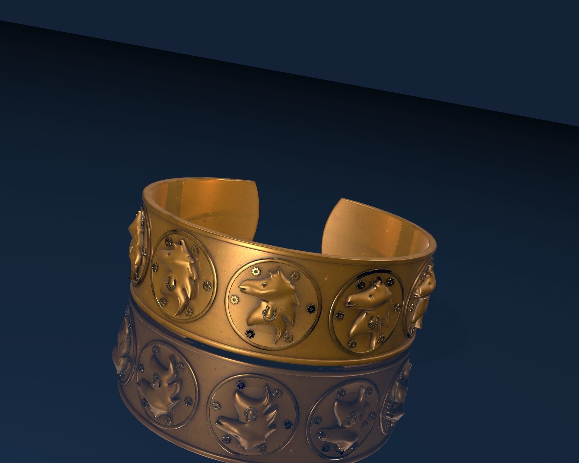  horse Ancient Bracelet STL jewelry 3D print model_12