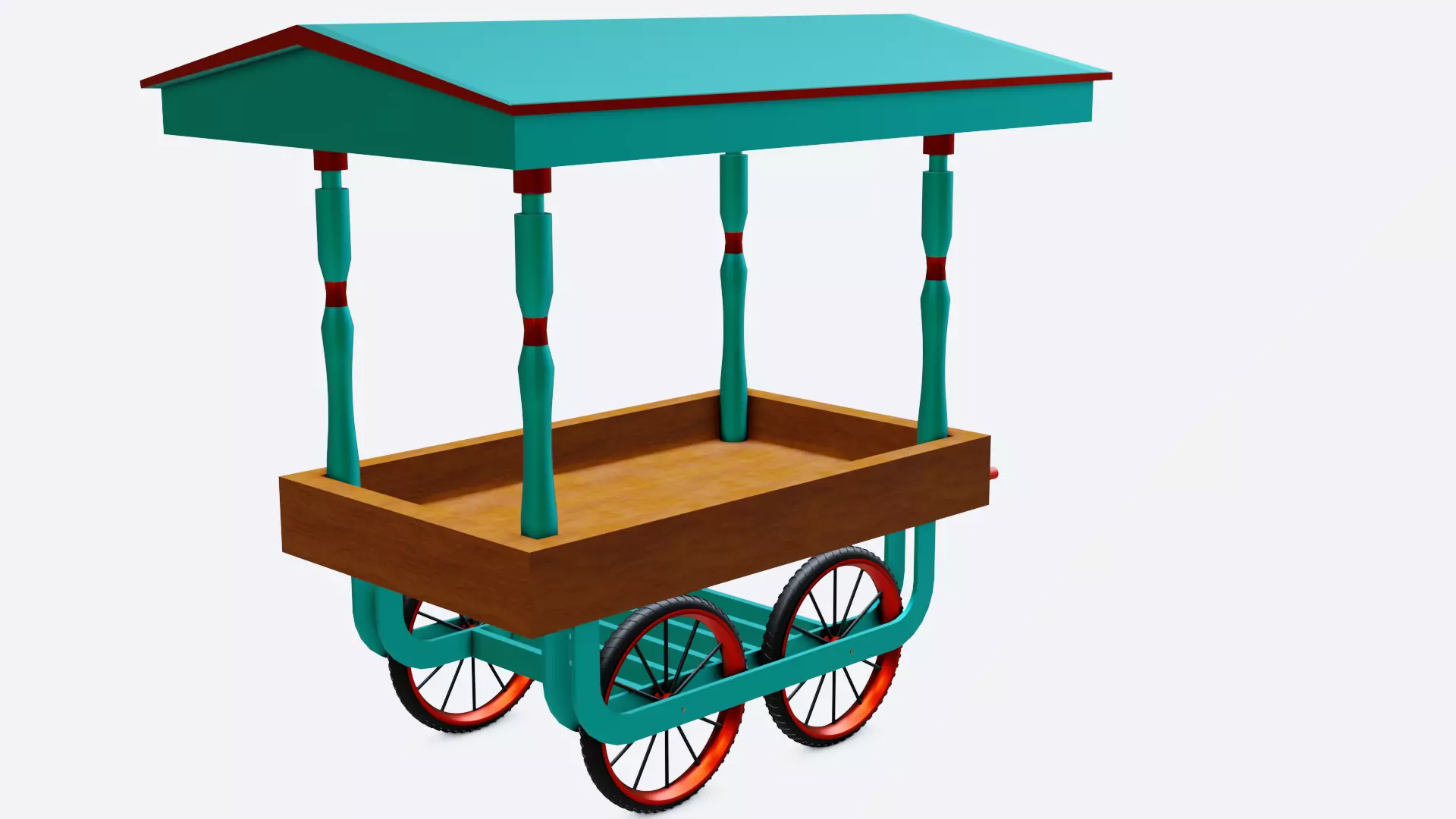 wooden cart or wooden kart modelling 3D model