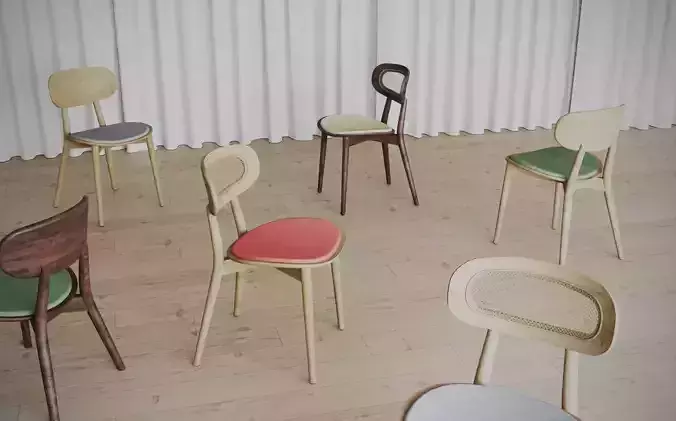 Diningchairs set 01 3D model