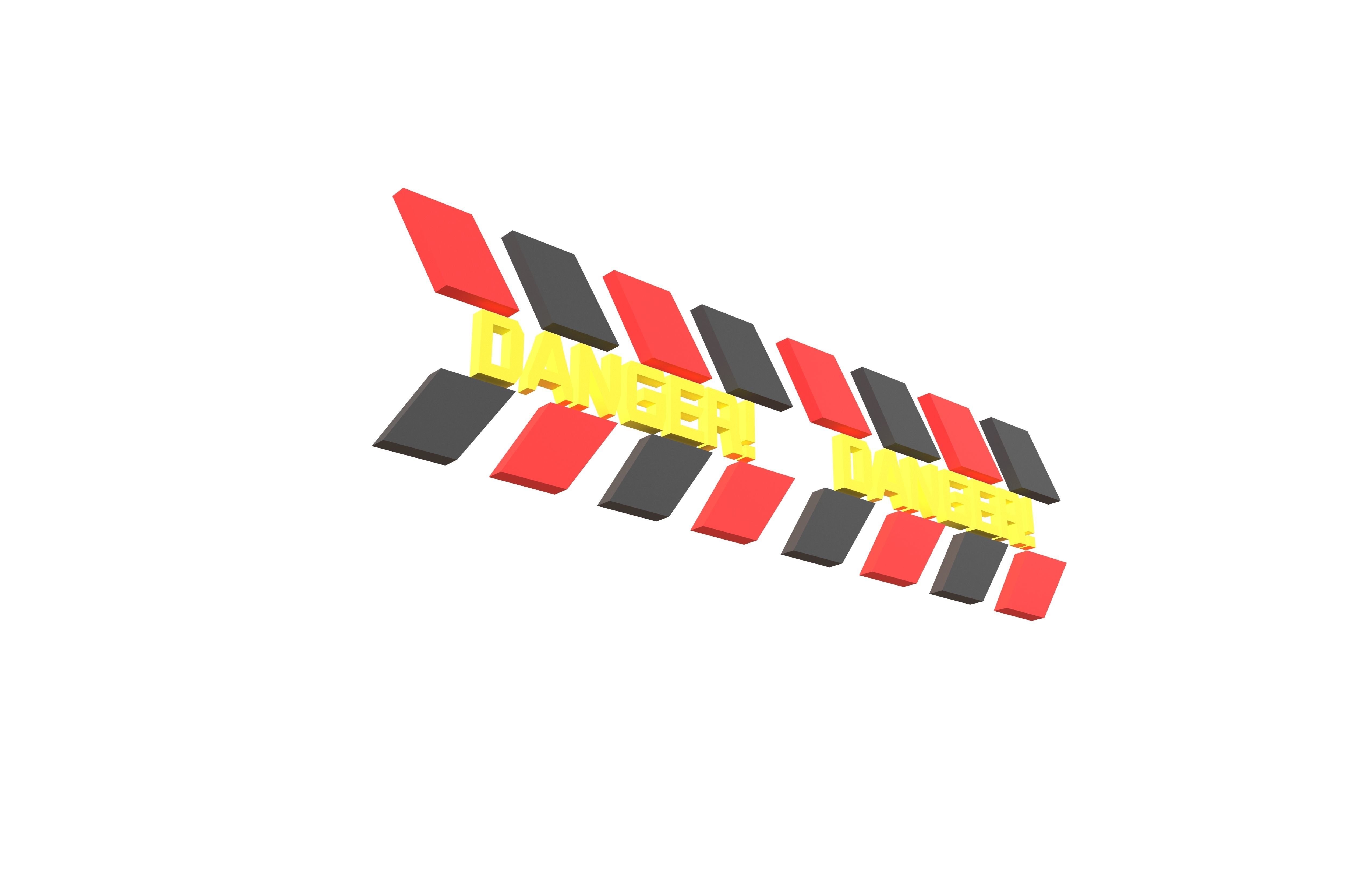 Cyberpunk Future Danger Sign v1 002 Low-poly 3D model_3