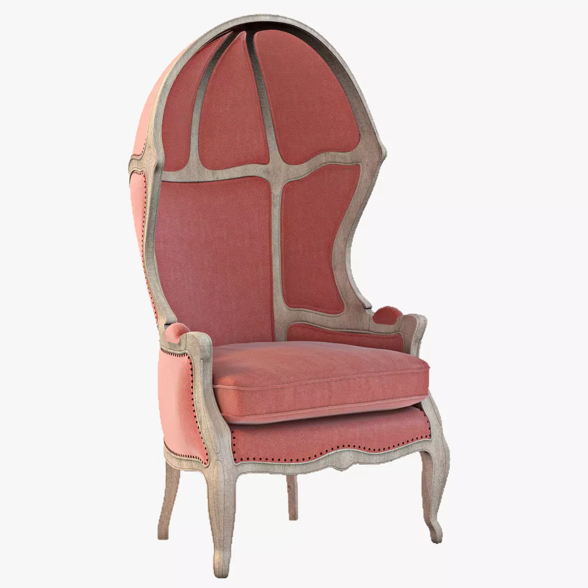 Versailles Burlap Backed Red Chair 3D model_0