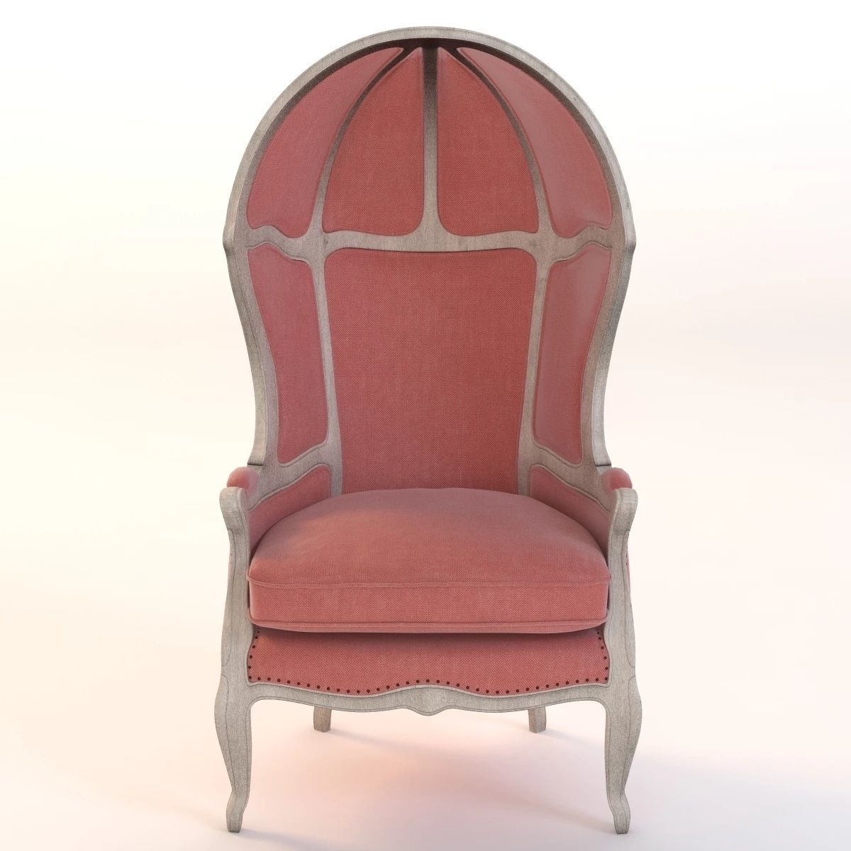 Versailles Burlap Backed Red Chair 3D model_13
