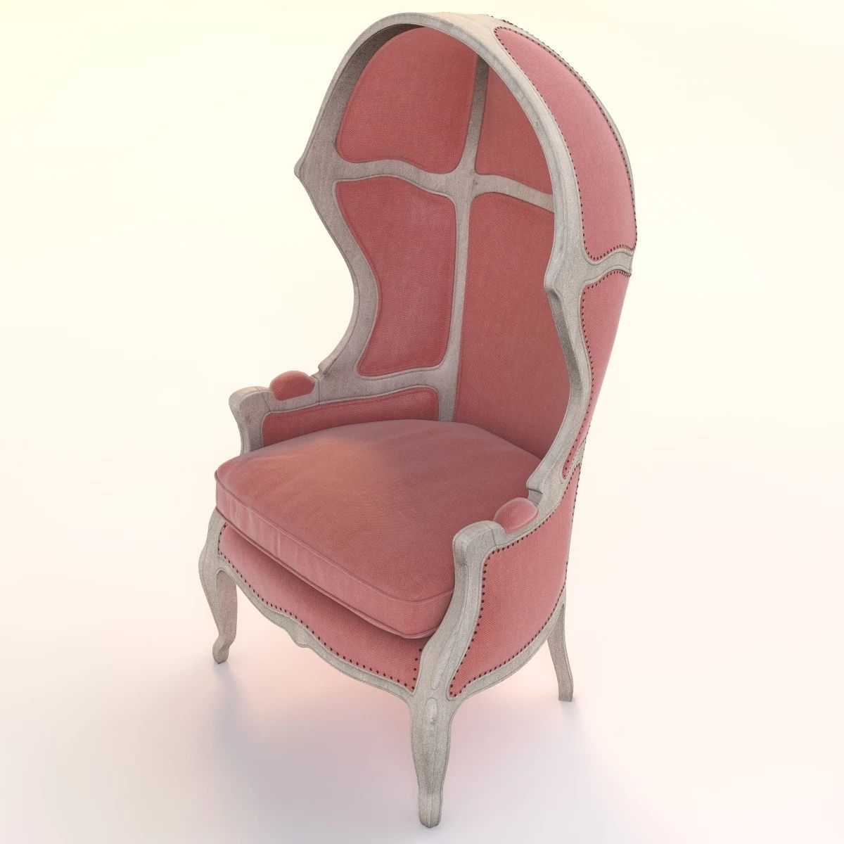 Versailles Burlap Backed Red Chair 3D model_10