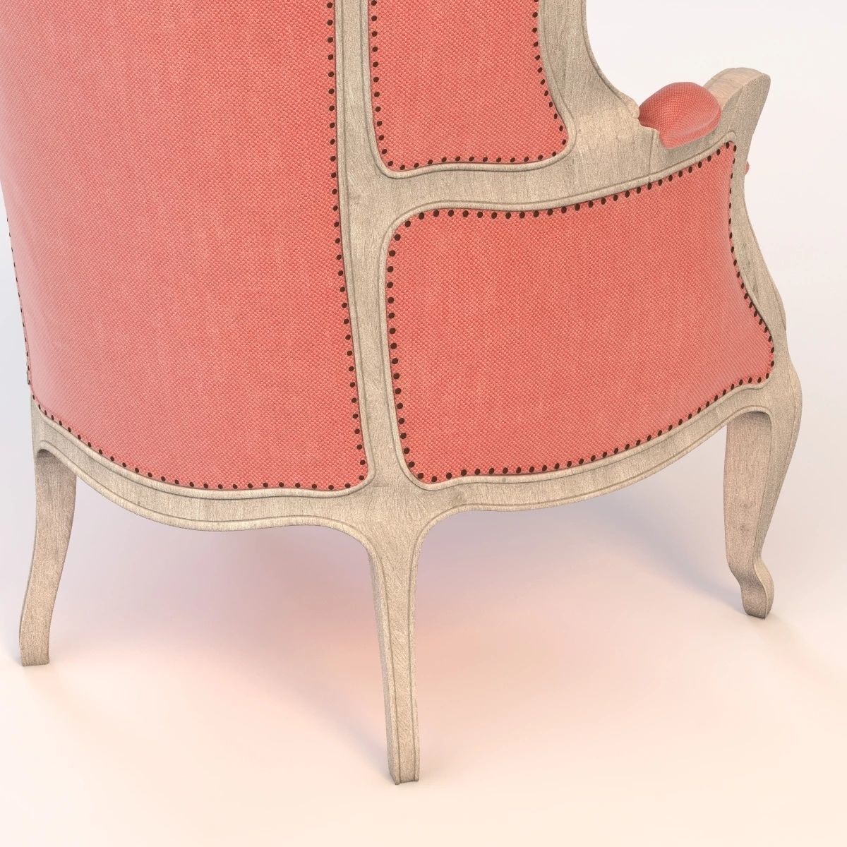 Versailles Burlap Backed Red Chair 3D model_7