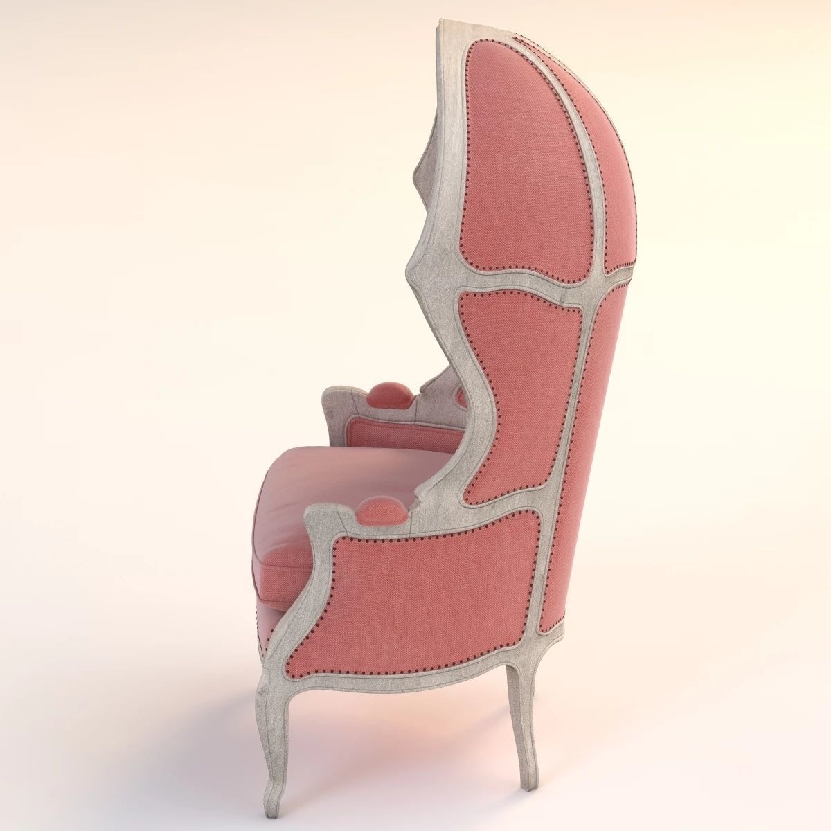 Versailles Burlap Backed Red Chair 3D model_11