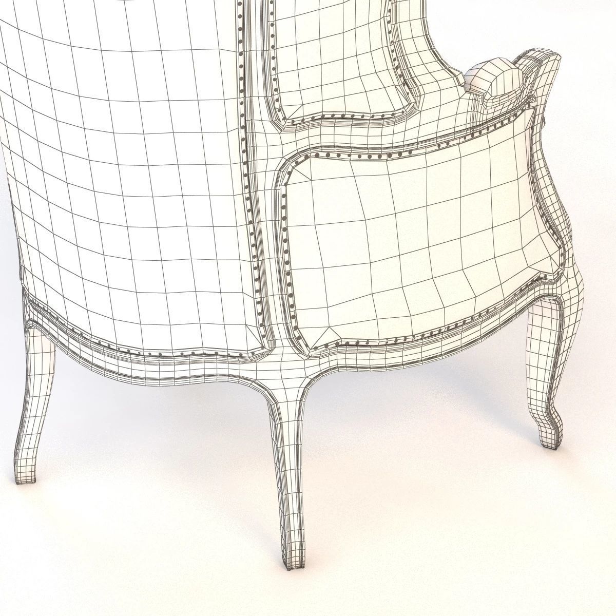 Versailles Burlap Backed Red Chair 3D model_9