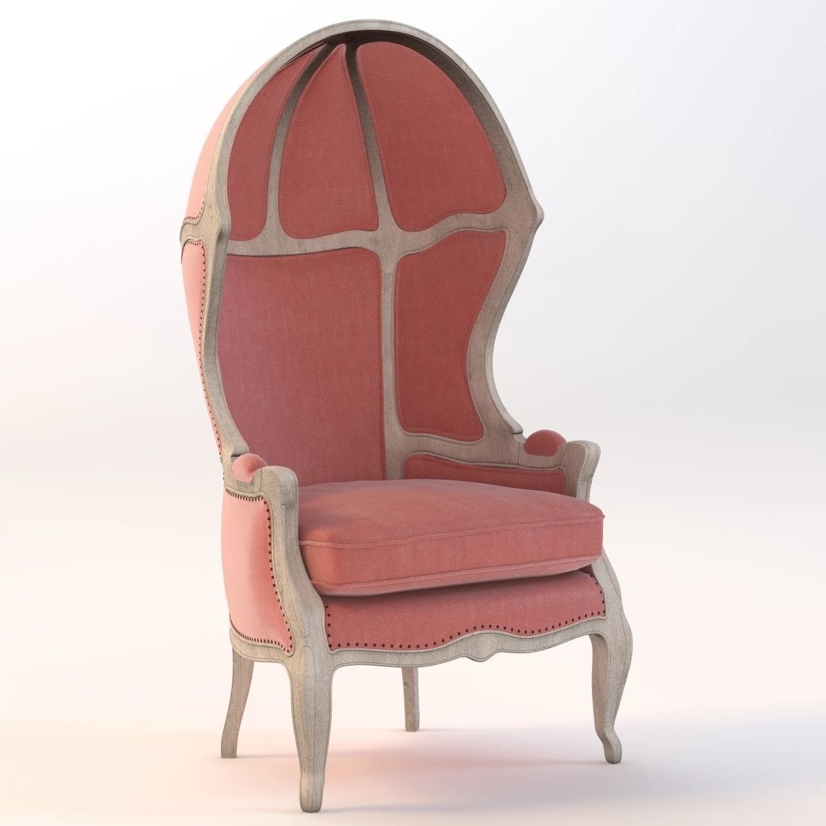 Versailles Burlap Backed Red Chair 3D model_1
