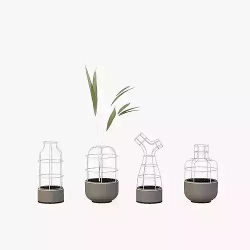 V4 Planter Vases Group for Table Top Decoration 3D model