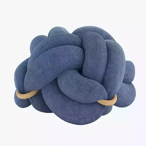 Upholstered Light Denim Knot Floor Cushion Pouf Stool
