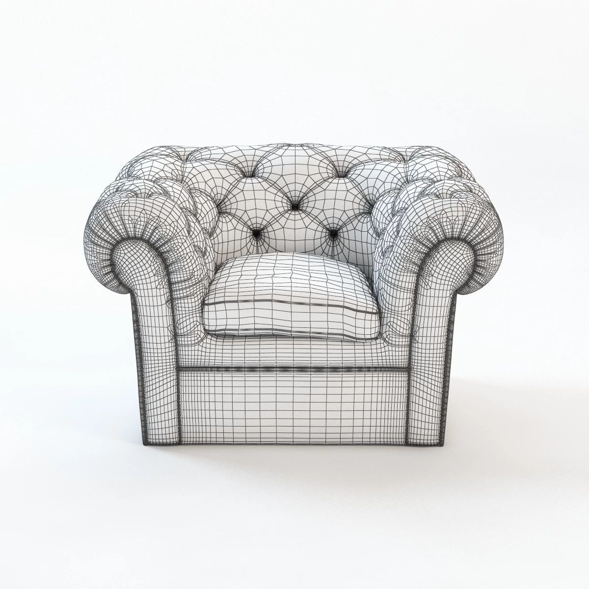 Tufted Armchair 3D model_2