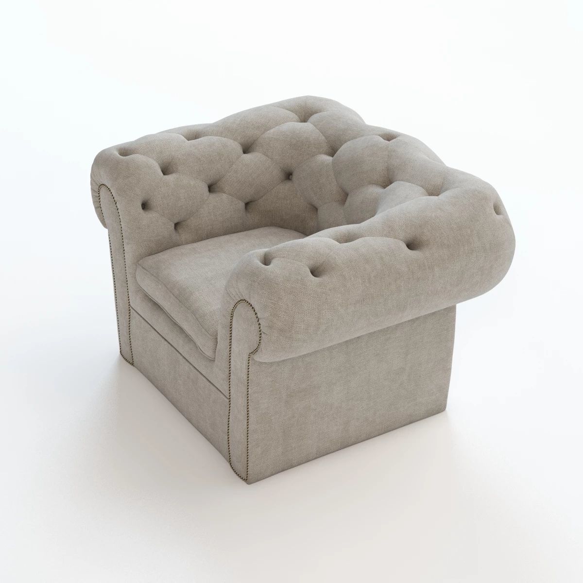 Tufted Armchair 3D model_4