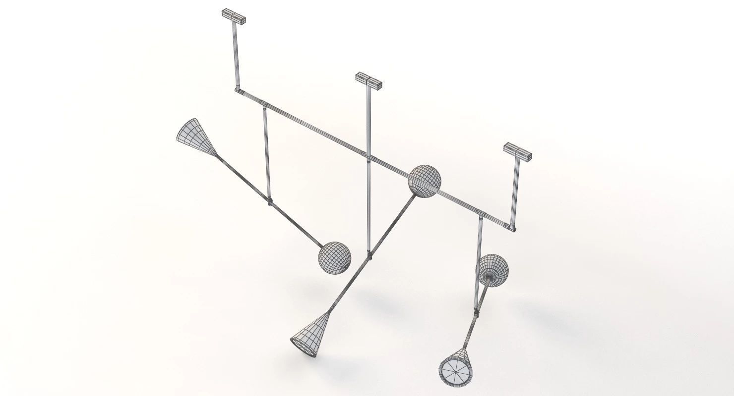 Trio Spear Light Contemporary Chandelier 3D model_29