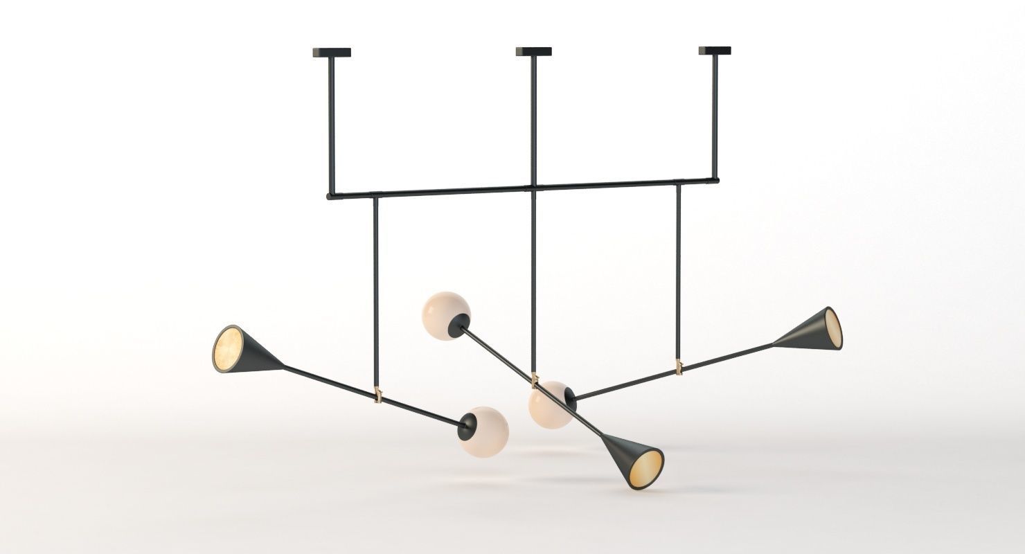 Trio Spear Light Contemporary Chandelier 3D model_4