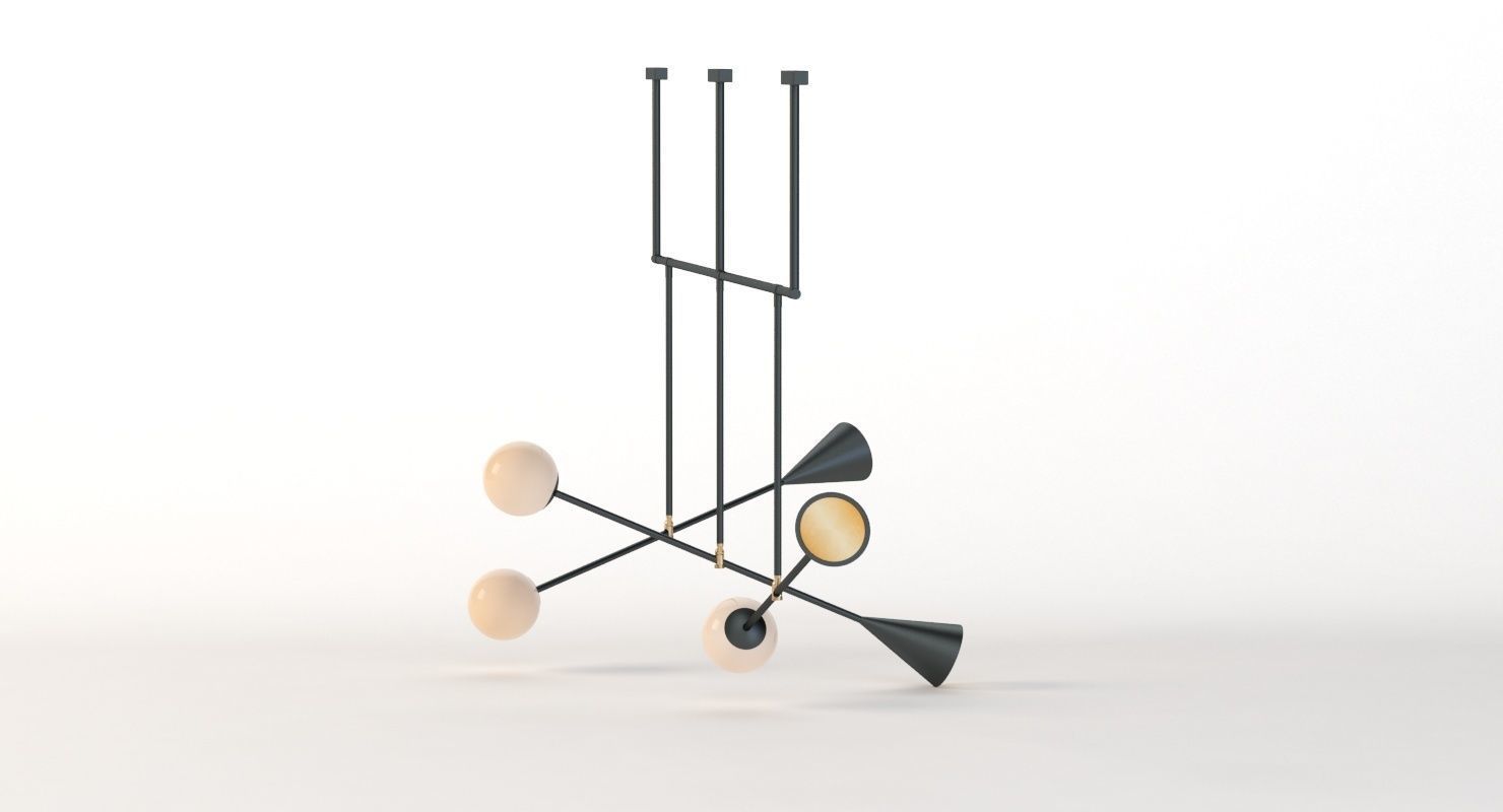 Trio Spear Light Contemporary Chandelier 3D model_9