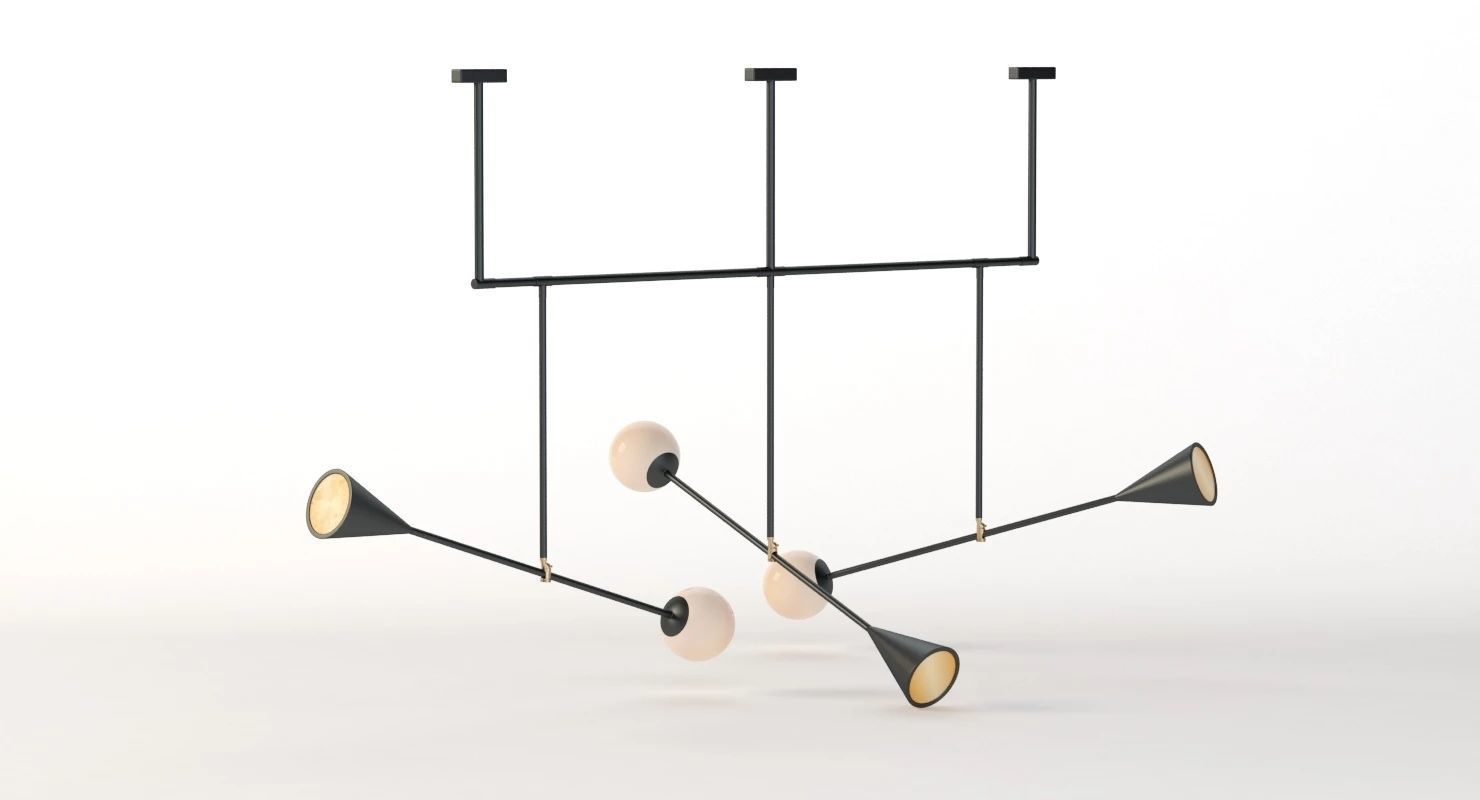 Trio Spear Light Contemporary Chandelier 3D model_5