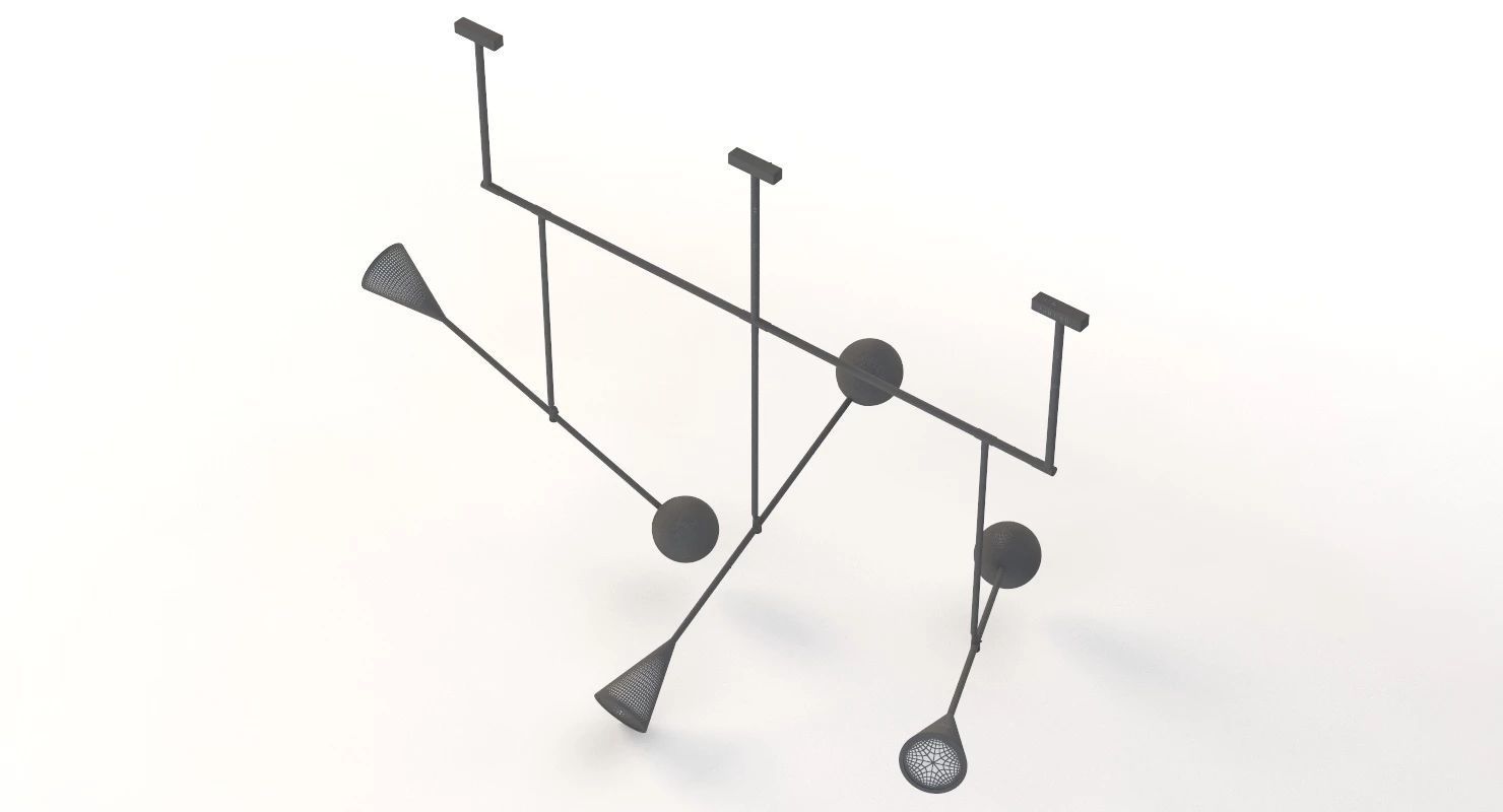 Trio Spear Light Contemporary Chandelier 3D model_28