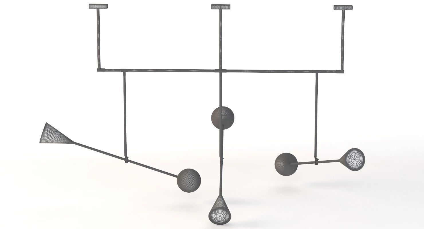 Trio Spear Light Contemporary Chandelier 3D model_26