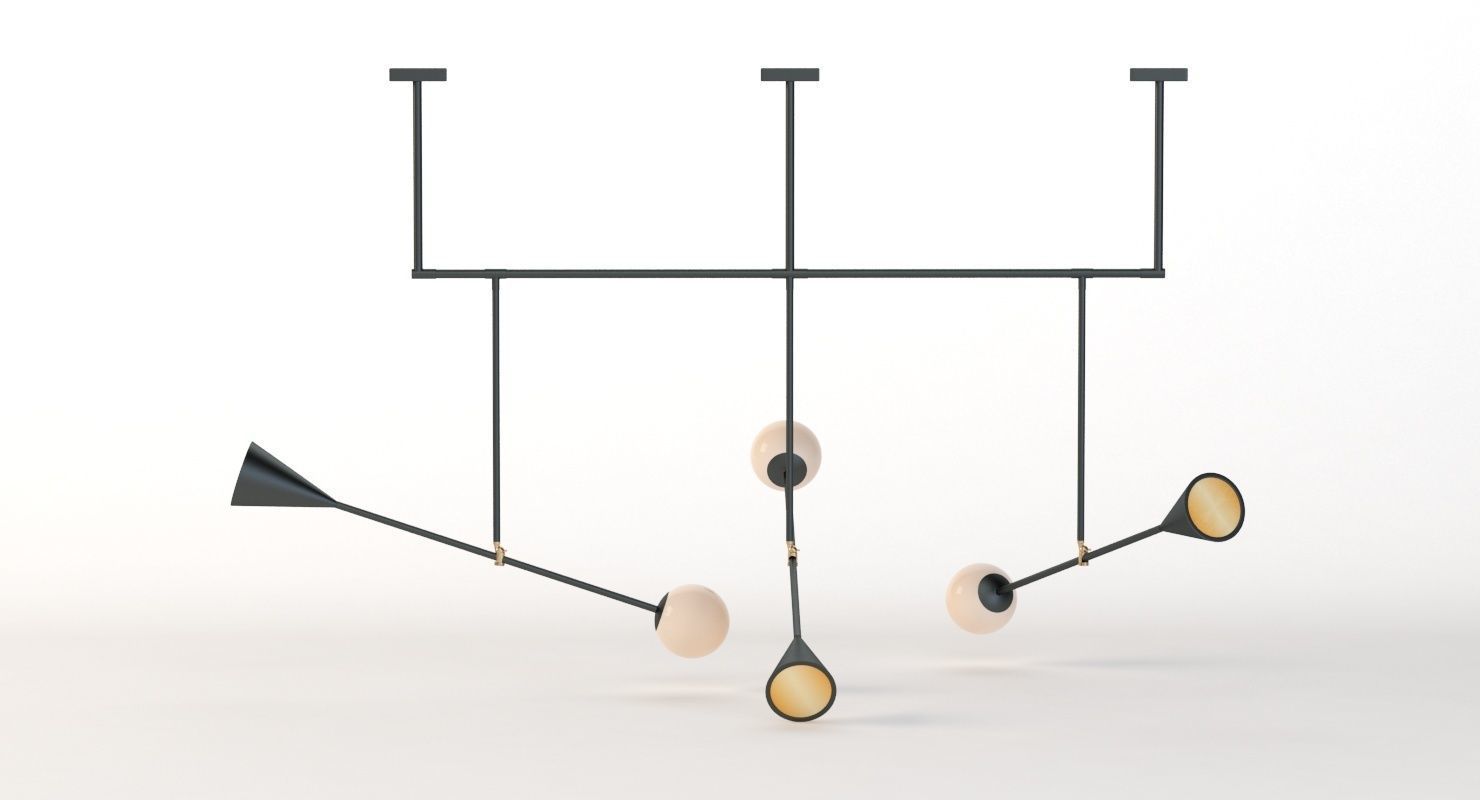 Trio Spear Light Contemporary Chandelier 3D model_2