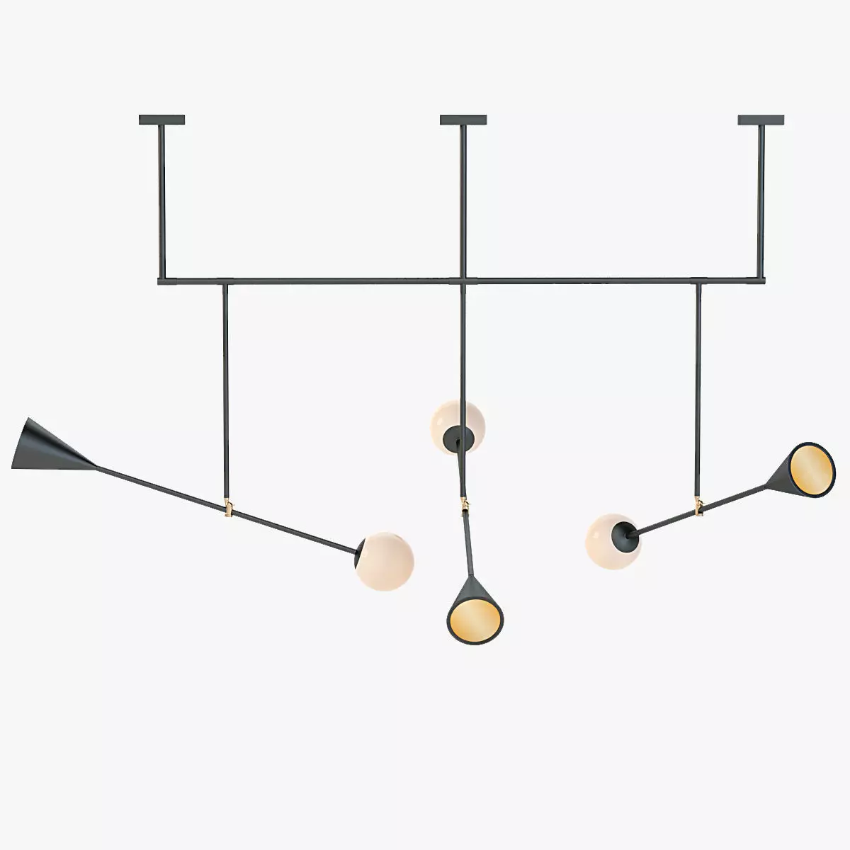 Trio Spear Light Contemporary Chandelier 3D model_0