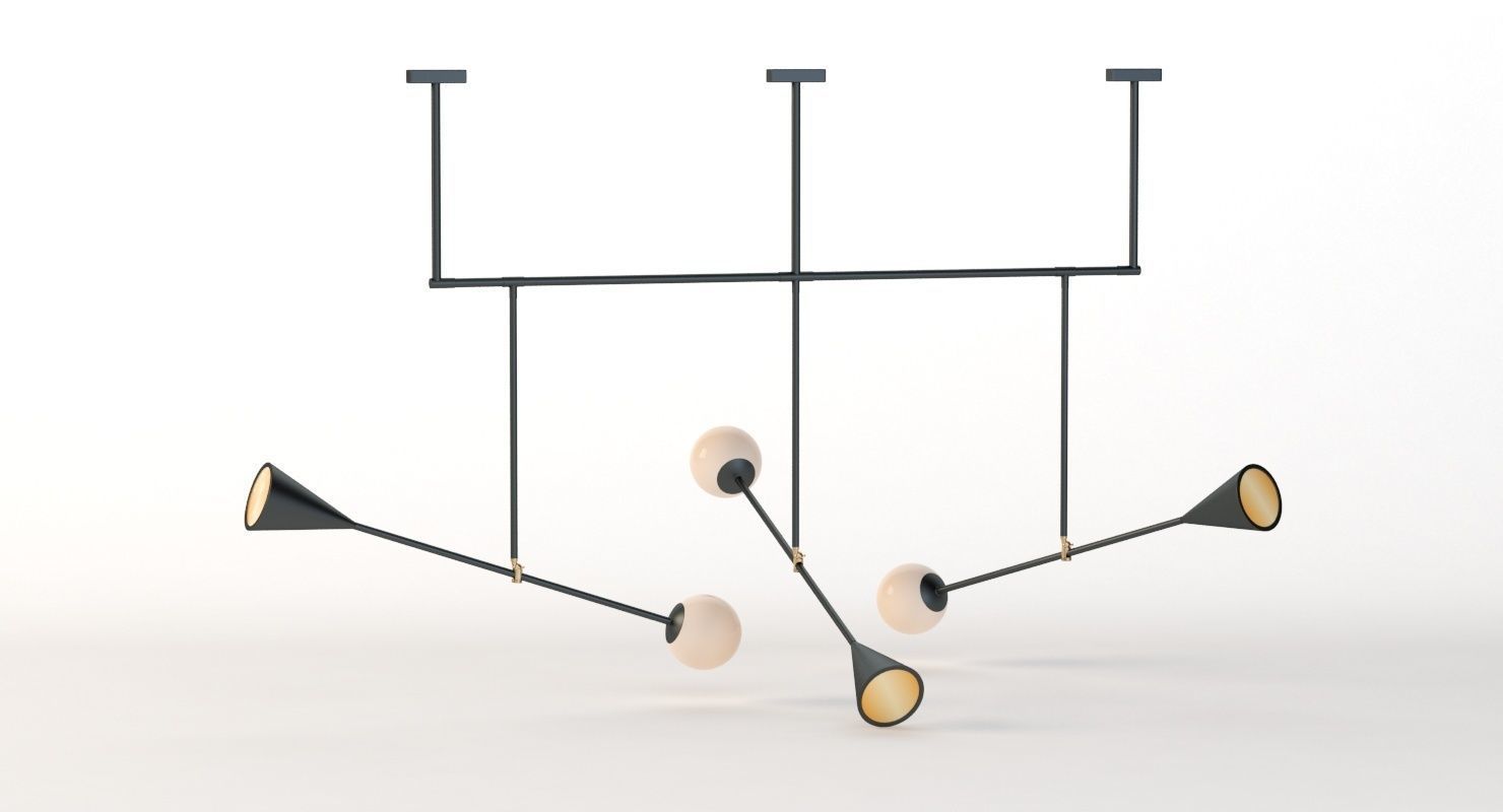 Trio Spear Light Contemporary Chandelier 3D model_3