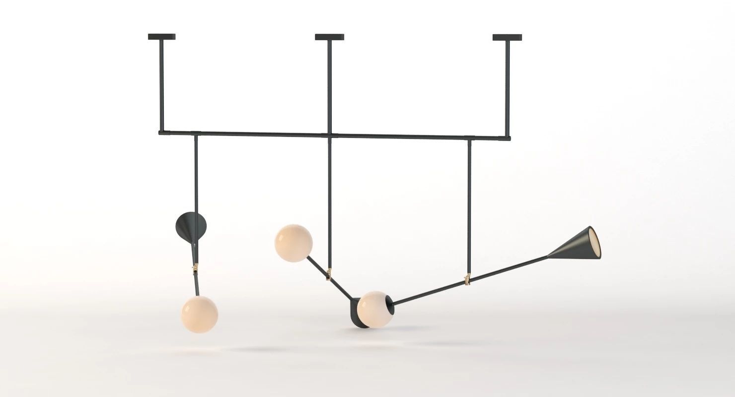 Trio Spear Light Contemporary Chandelier 3D model_12