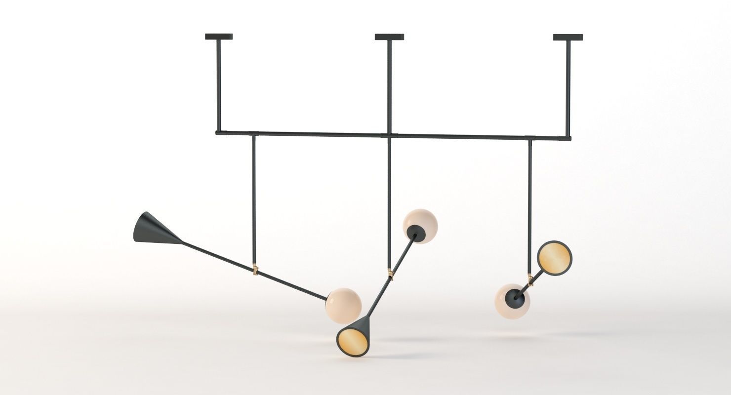 Trio Spear Light Contemporary Chandelier 3D model_25