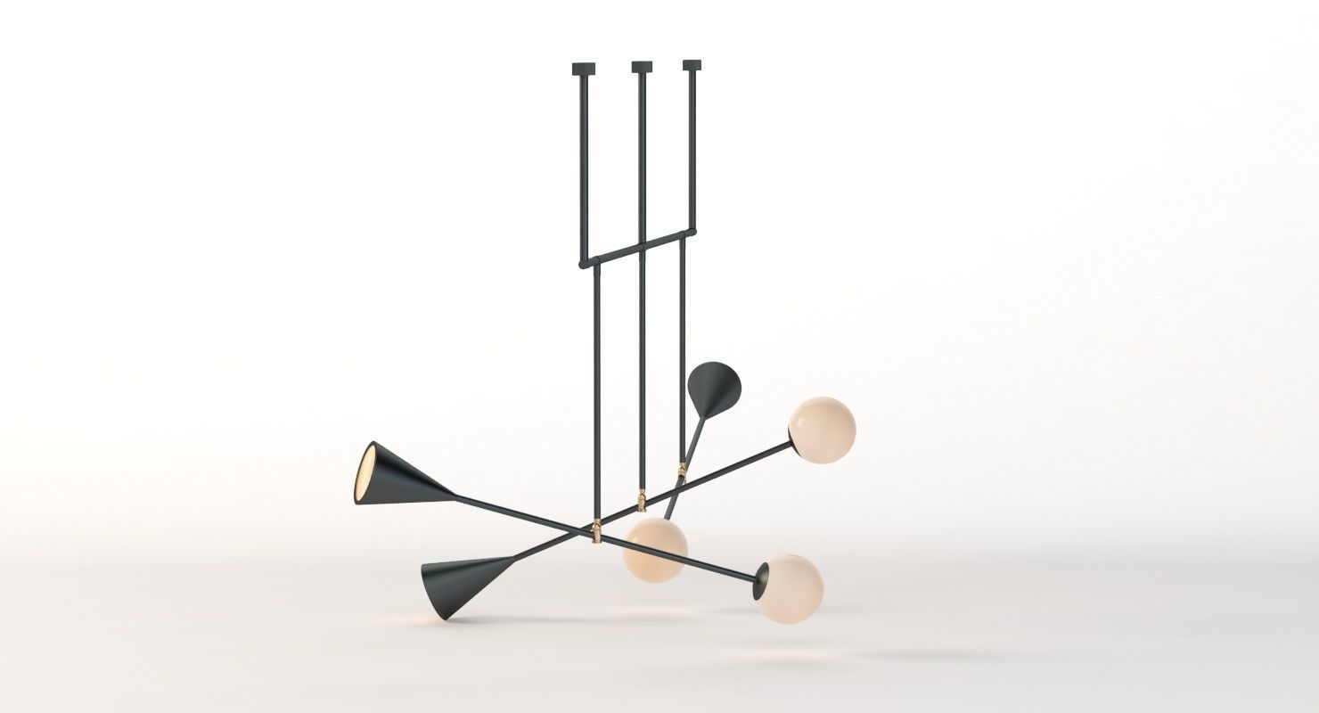 Trio Spear Light Contemporary Chandelier 3D model_19