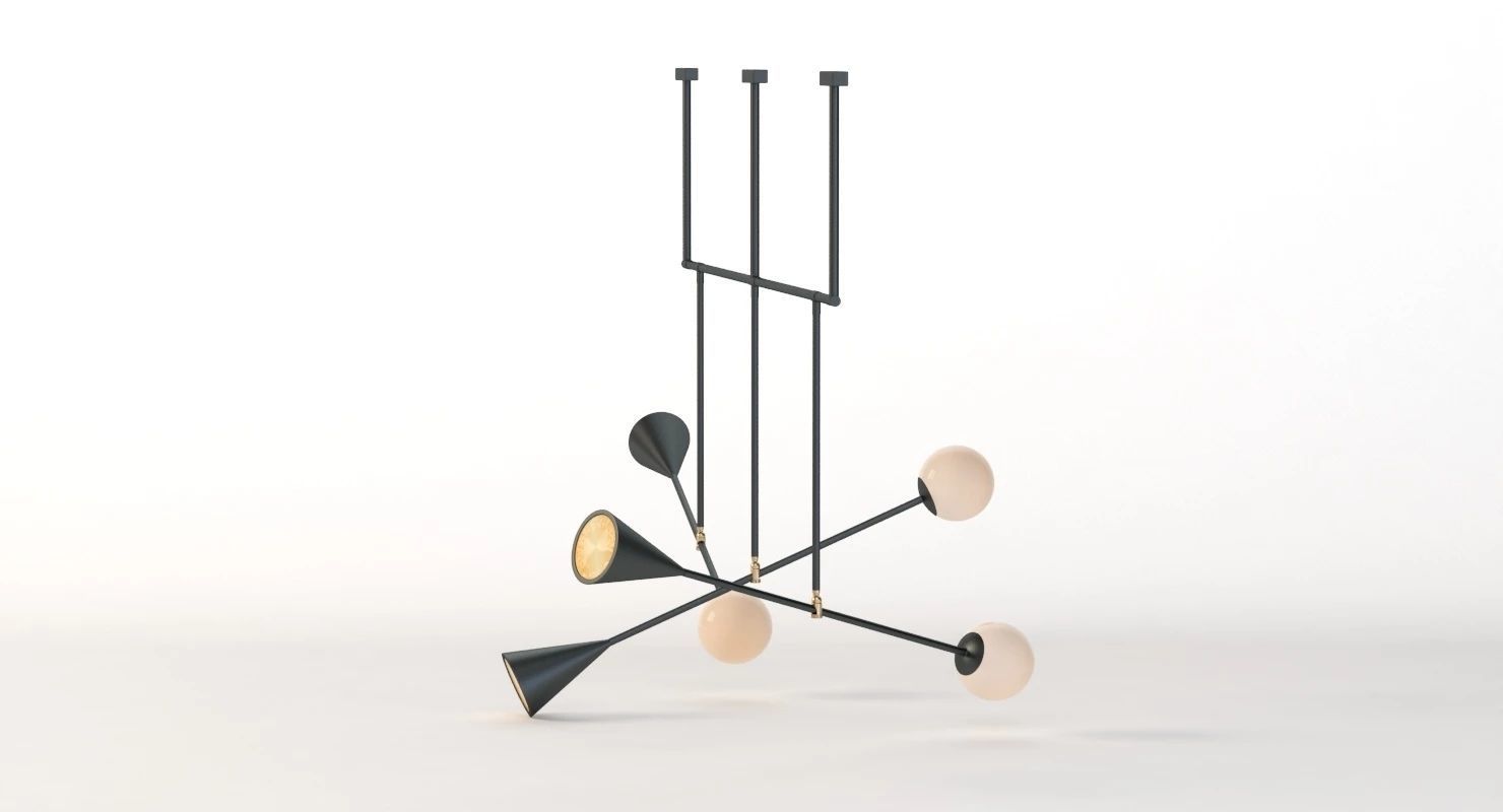 Trio Spear Light Contemporary Chandelier 3D model_20