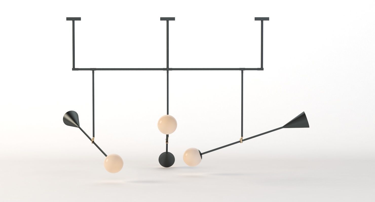 Trio Spear Light Contemporary Chandelier 3D model_14