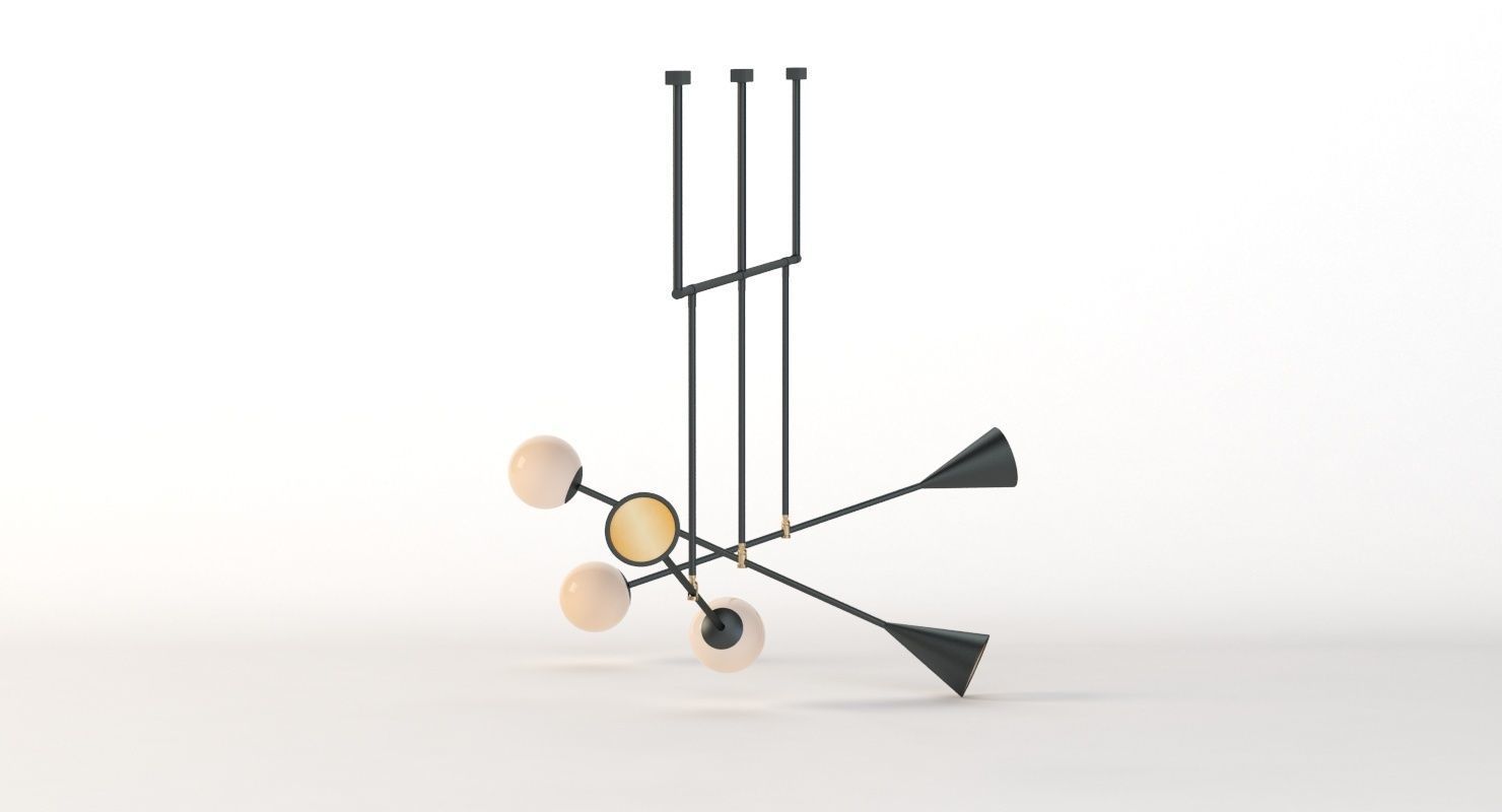 Trio Spear Light Contemporary Chandelier 3D model_7