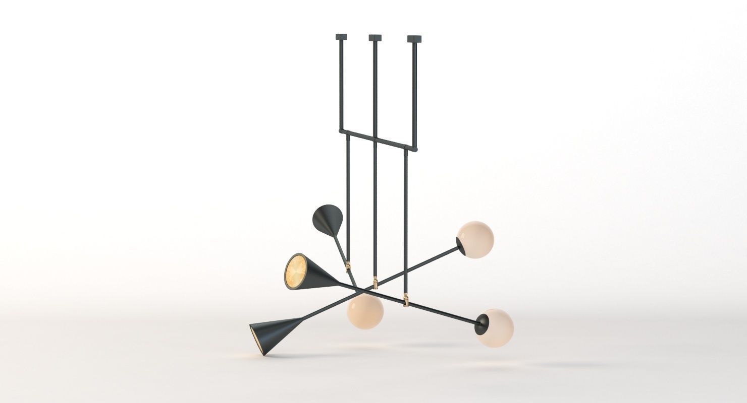 Trio Spear Light Contemporary Chandelier 3D model_21