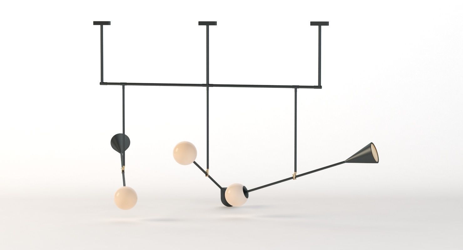 Trio Spear Light Contemporary Chandelier 3D model_13