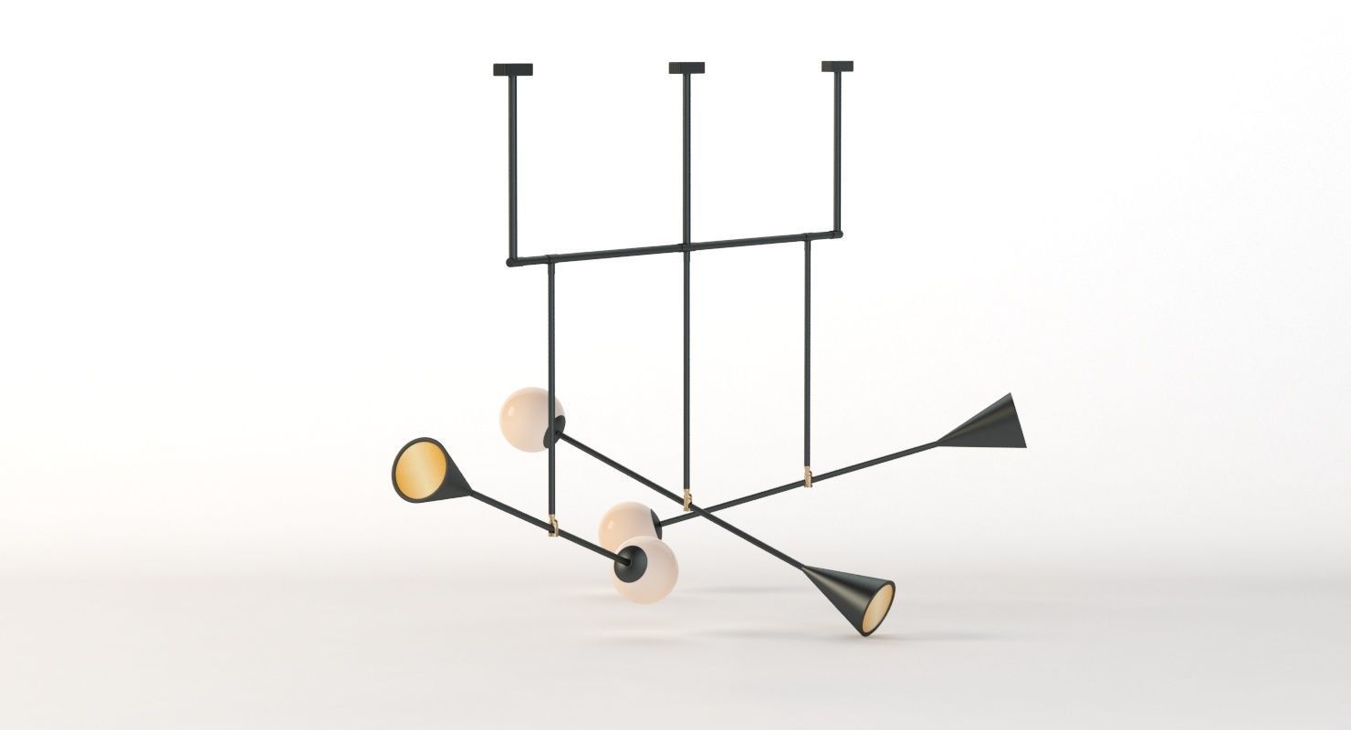 Trio Spear Light Contemporary Chandelier 3D model_6