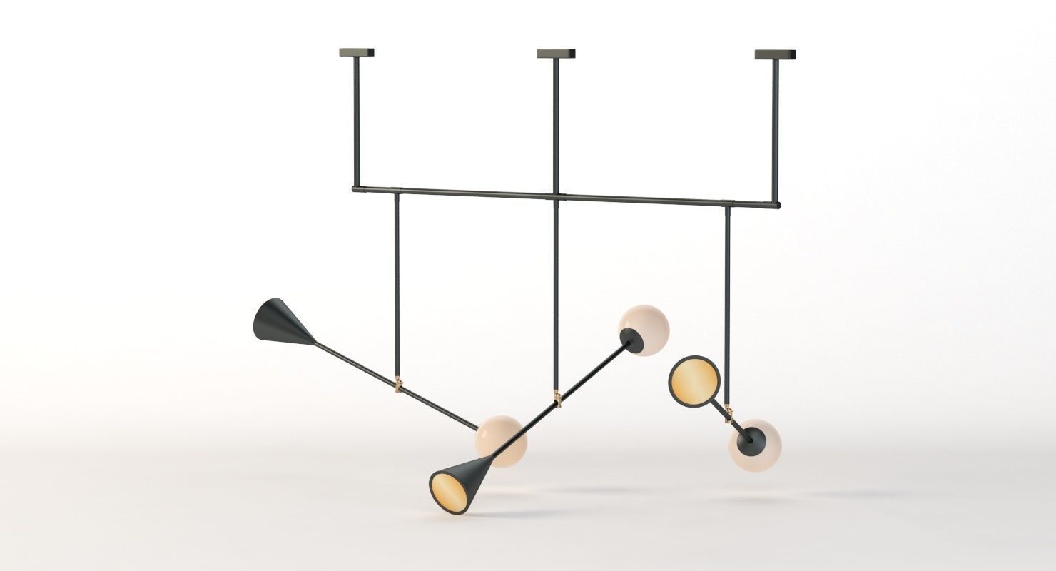 Trio Spear Light Contemporary Chandelier 3D model_23