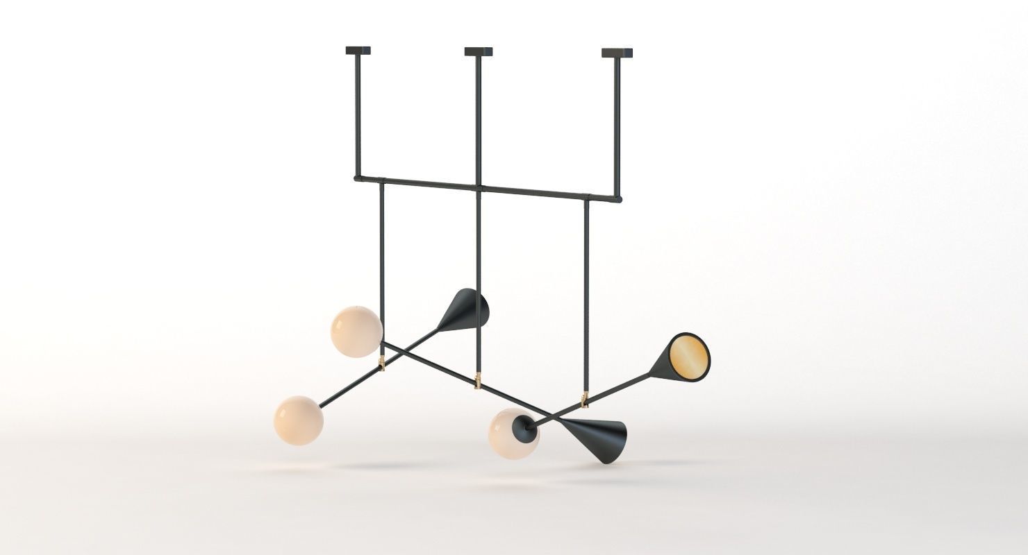 Trio Spear Light Contemporary Chandelier 3D model_10