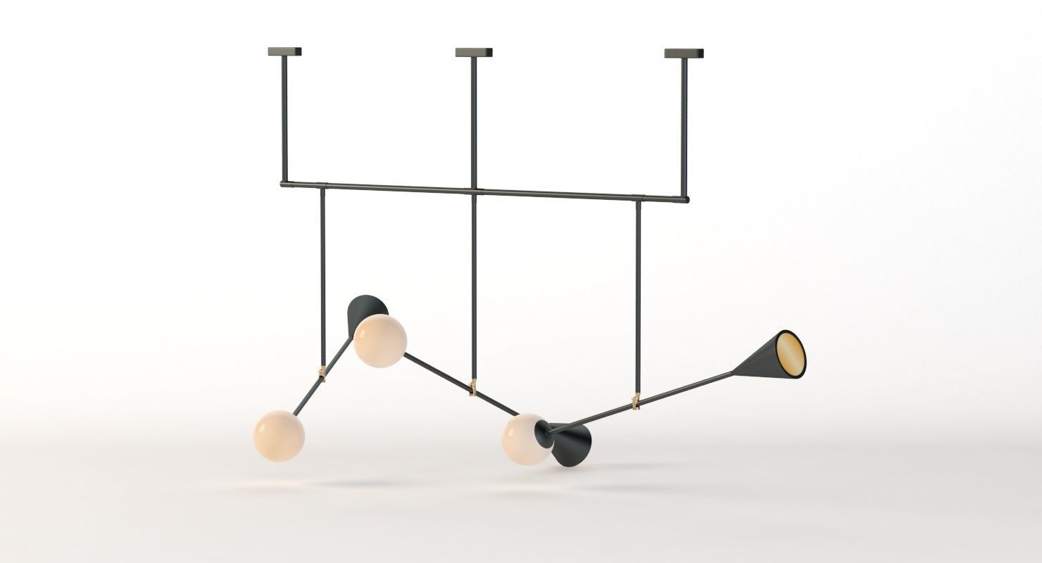 Trio Spear Light Contemporary Chandelier 3D model_11