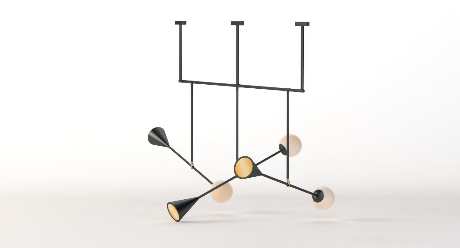 Trio Spear Light Contemporary Chandelier 3D model_22