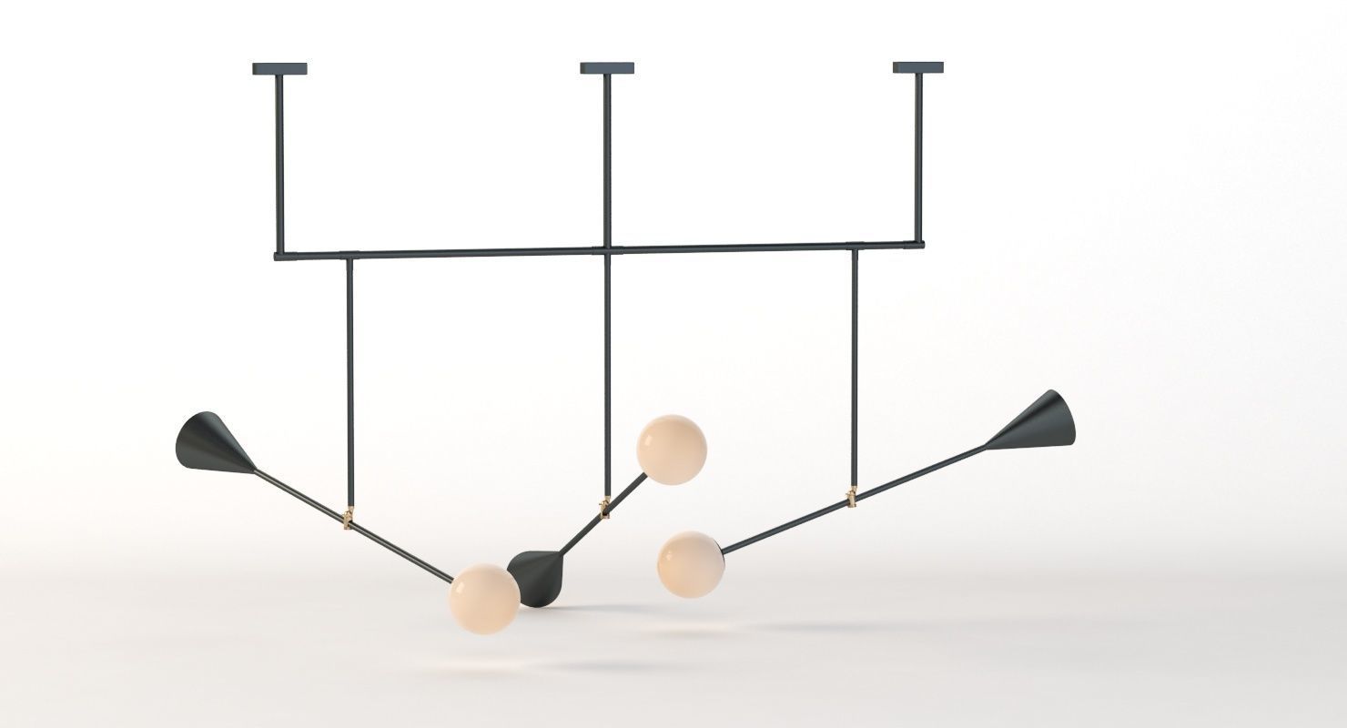 Trio Spear Light Contemporary Chandelier 3D model_15