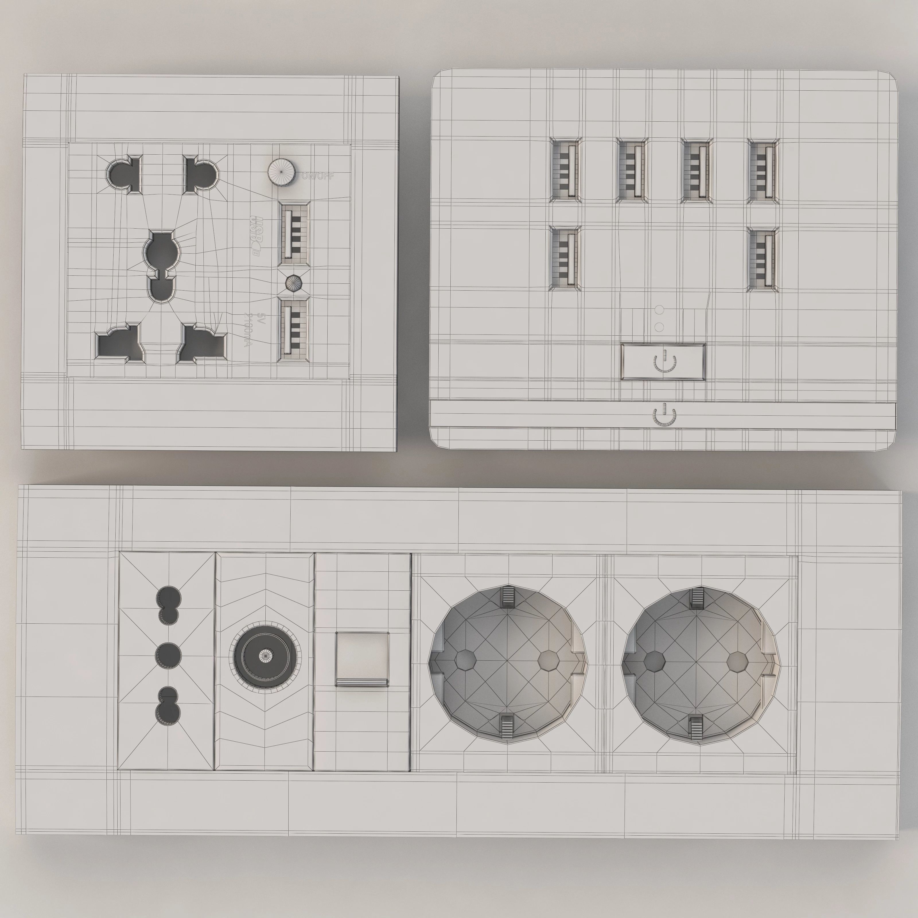 Swarn Usb Wall Socket and Charger Power Outlet Set 3D model_5