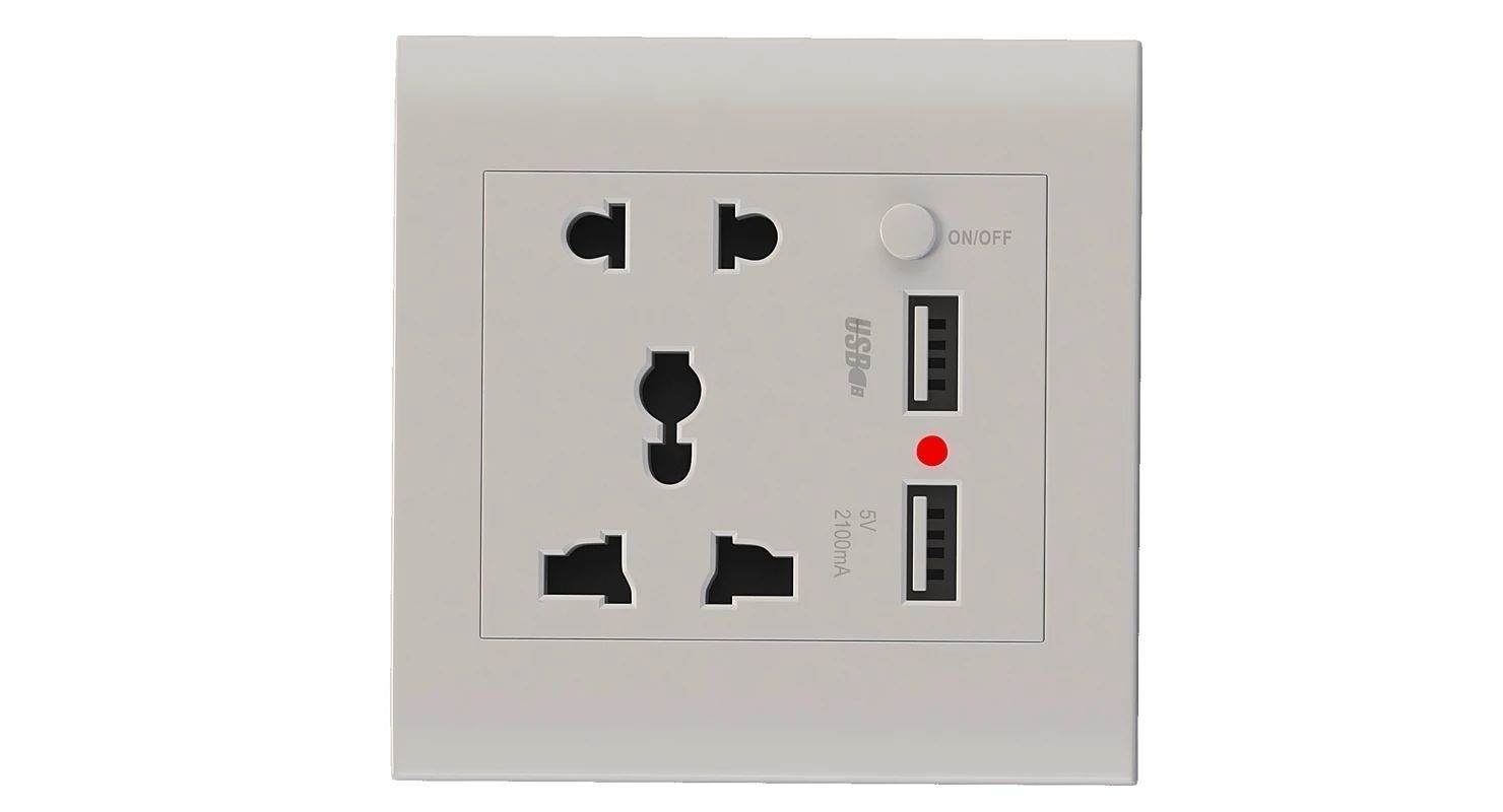 Swarn Usb Wall Socket and Charger Power Outlet Set 3D model_2
