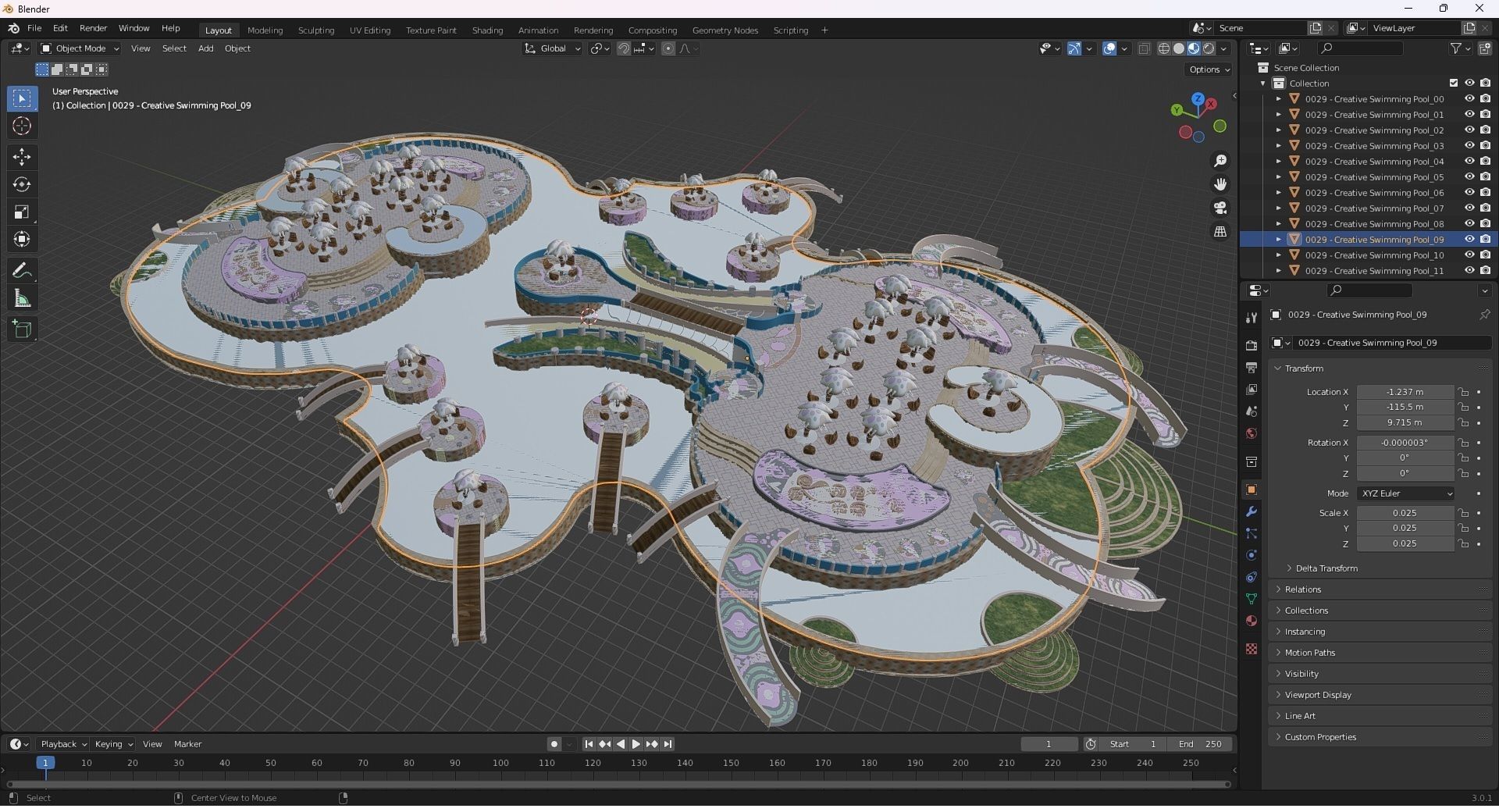 0029 - Creative Swimming Pool - 2D Plans - 3D Files 3D model_36