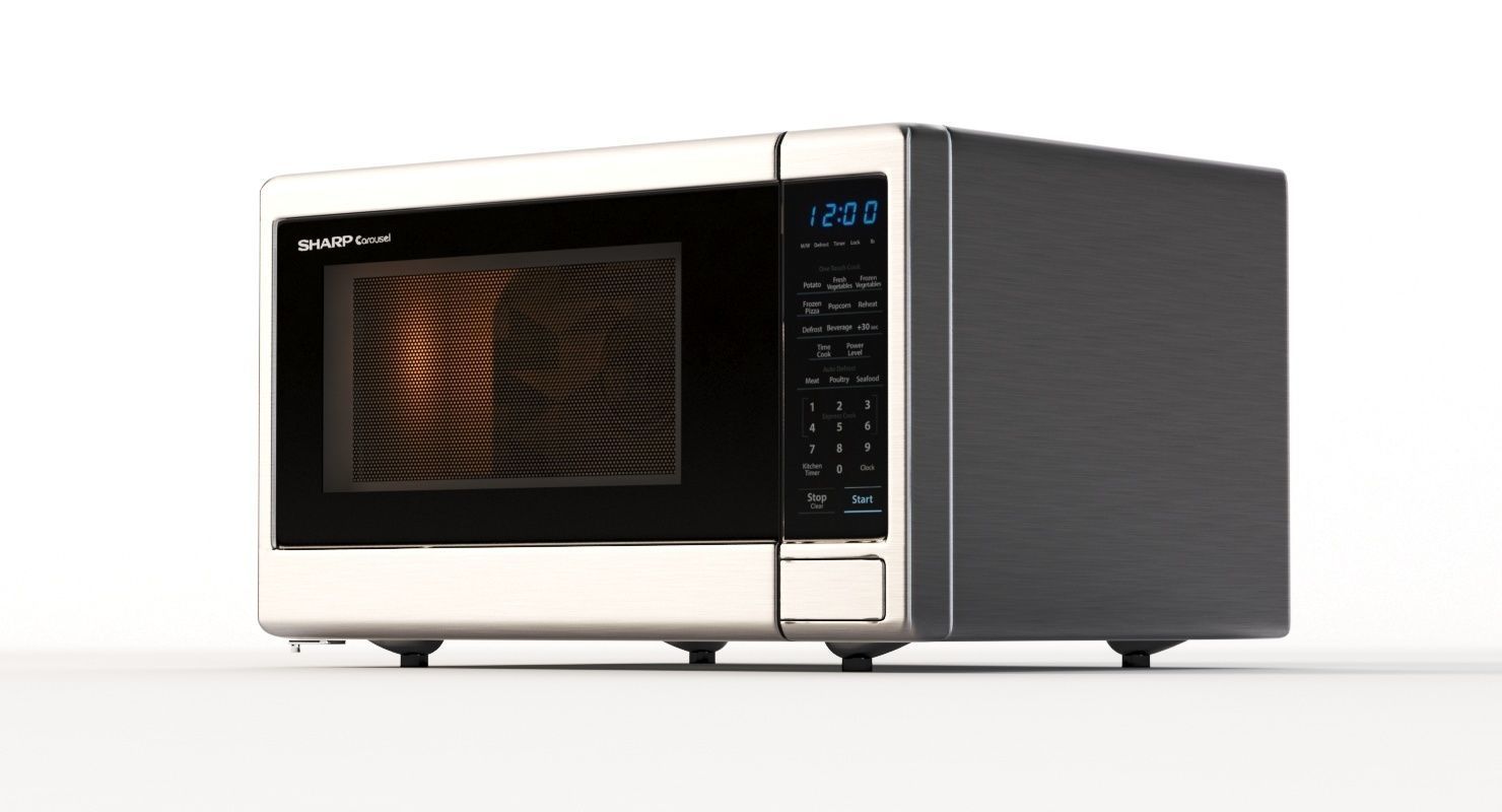 Sharp Carousel 1000w Countertop Microwave Oven With Popcorn 3D model_23
