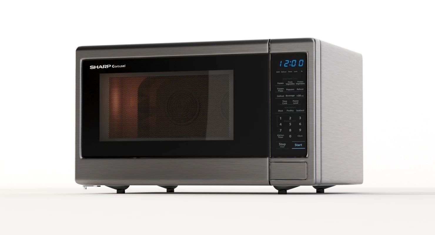 Sharp Carousel 1000w Countertop Microwave Oven With Popcorn 3D model_25
