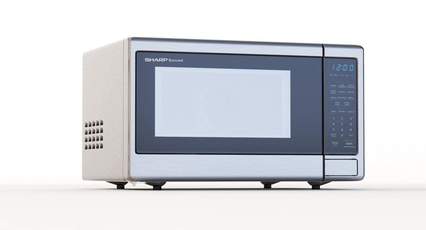 Sharp Carousel 1000w Countertop Microwave Oven With Popcorn 3D model_3
