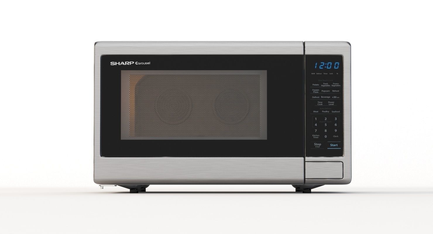 Sharp Carousel 1000w Countertop Microwave Oven With Popcorn 3D model_1