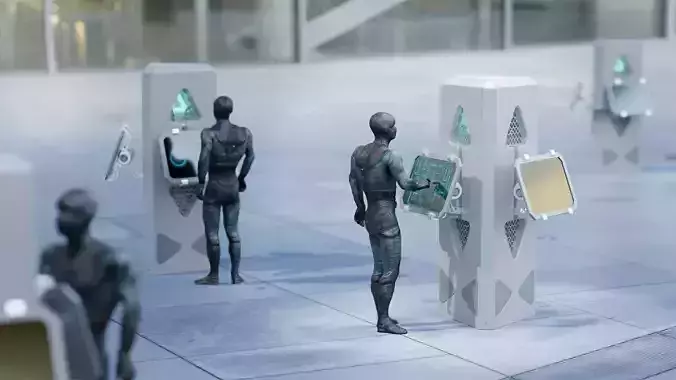 SciFi Info Pillar Console Low-poly 3D model