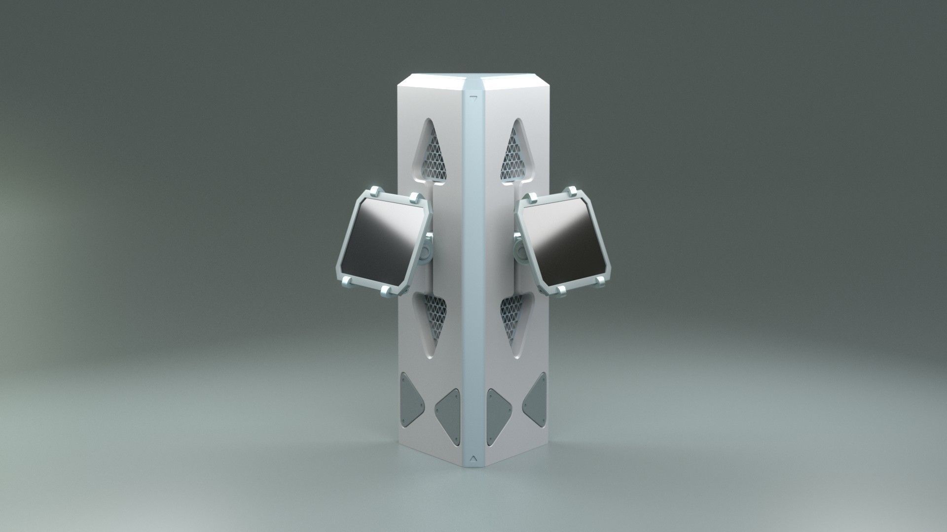 SciFi Info Pillar Console Low-poly 3D model_2