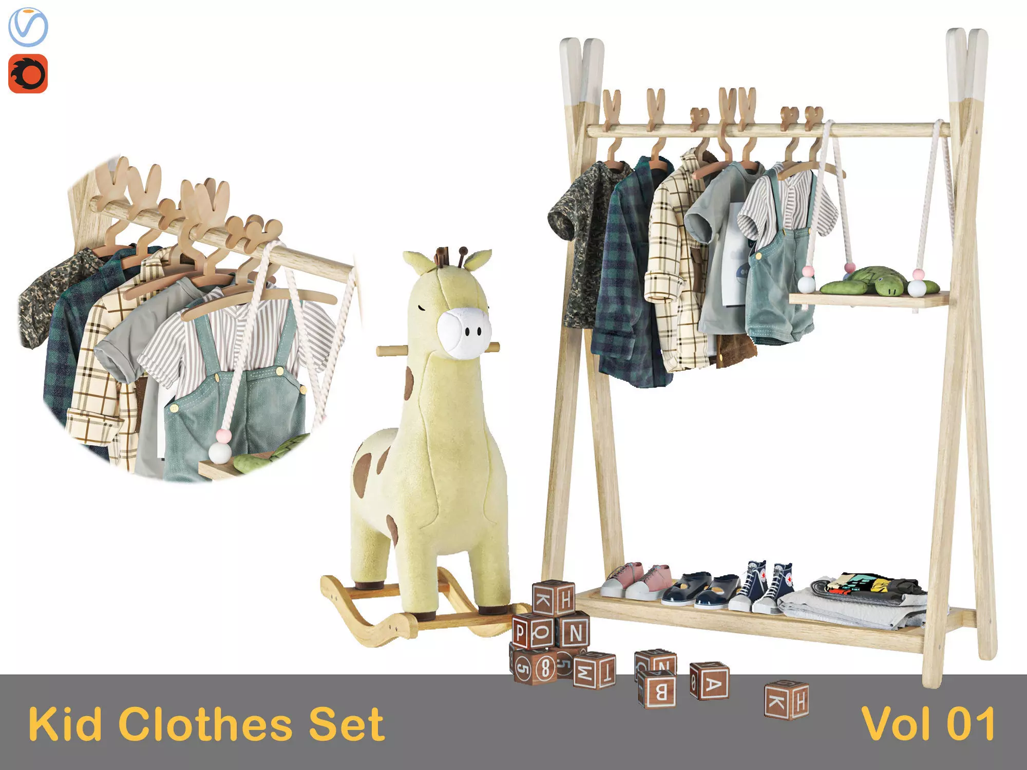 Kid Clothes set 01 3D model