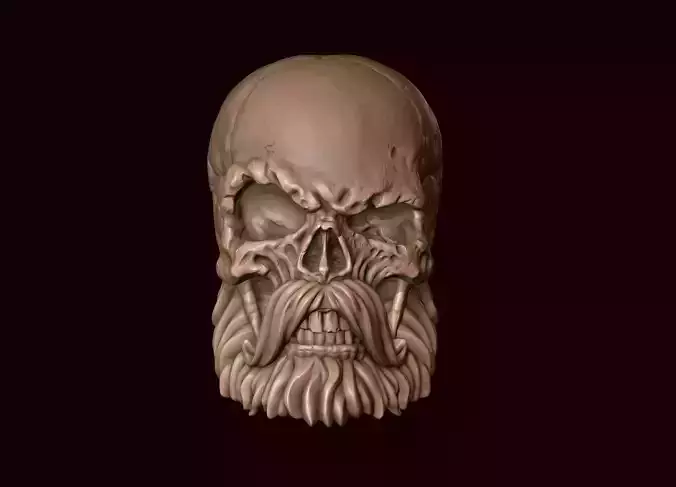 Skull with Beard and Mustache 3D print model