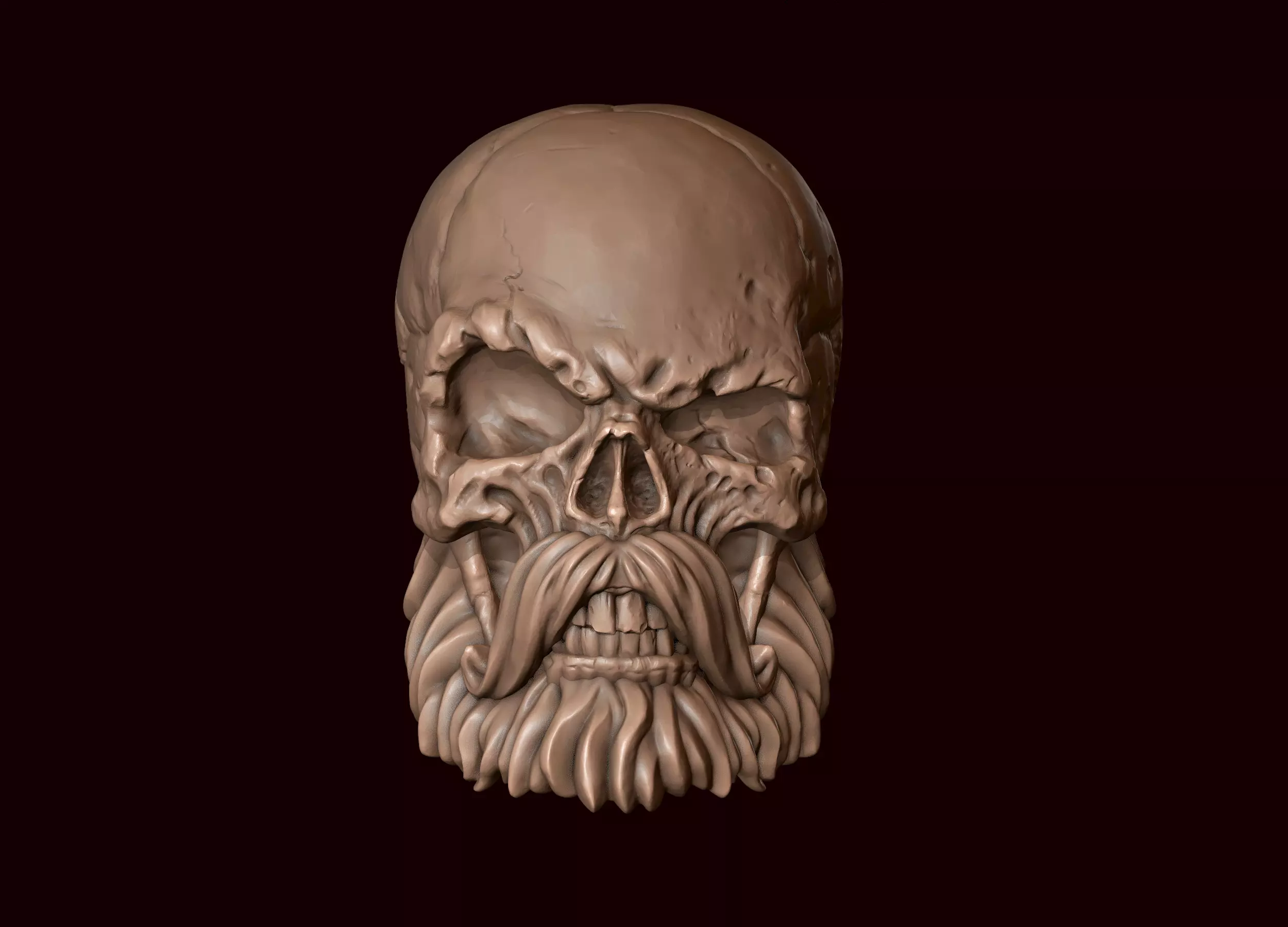 Skull with Beard and Mustache 3D print model_0
